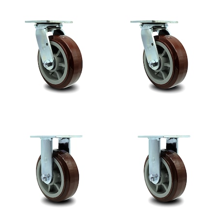 Service Caster Greenlee Caster Set - MA6065 GMX Material Cart -2 Swivel 2 Rigid -SCC, 4PK GRE-SCC-30CS620-PPUR-2-R620-2